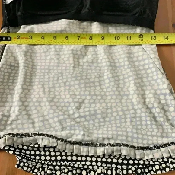 Krista  Black w White Polka Dots Tankini Top w Adjustable Straps & Light Padding - Picture 6 of 8